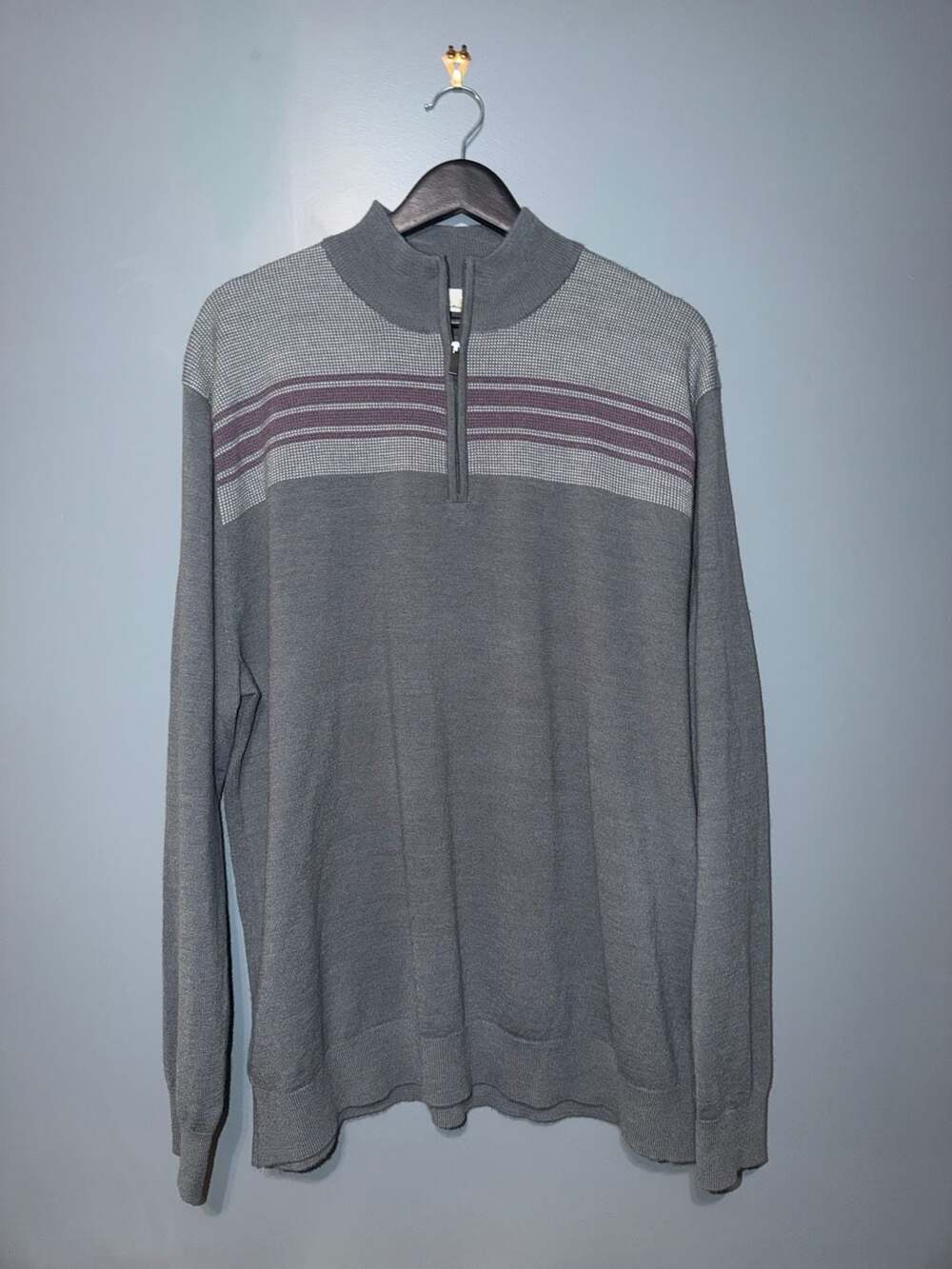 Jack Nicklaus Mens Gray 1/4-Zip Wool Blend Pullover Sweater XXL